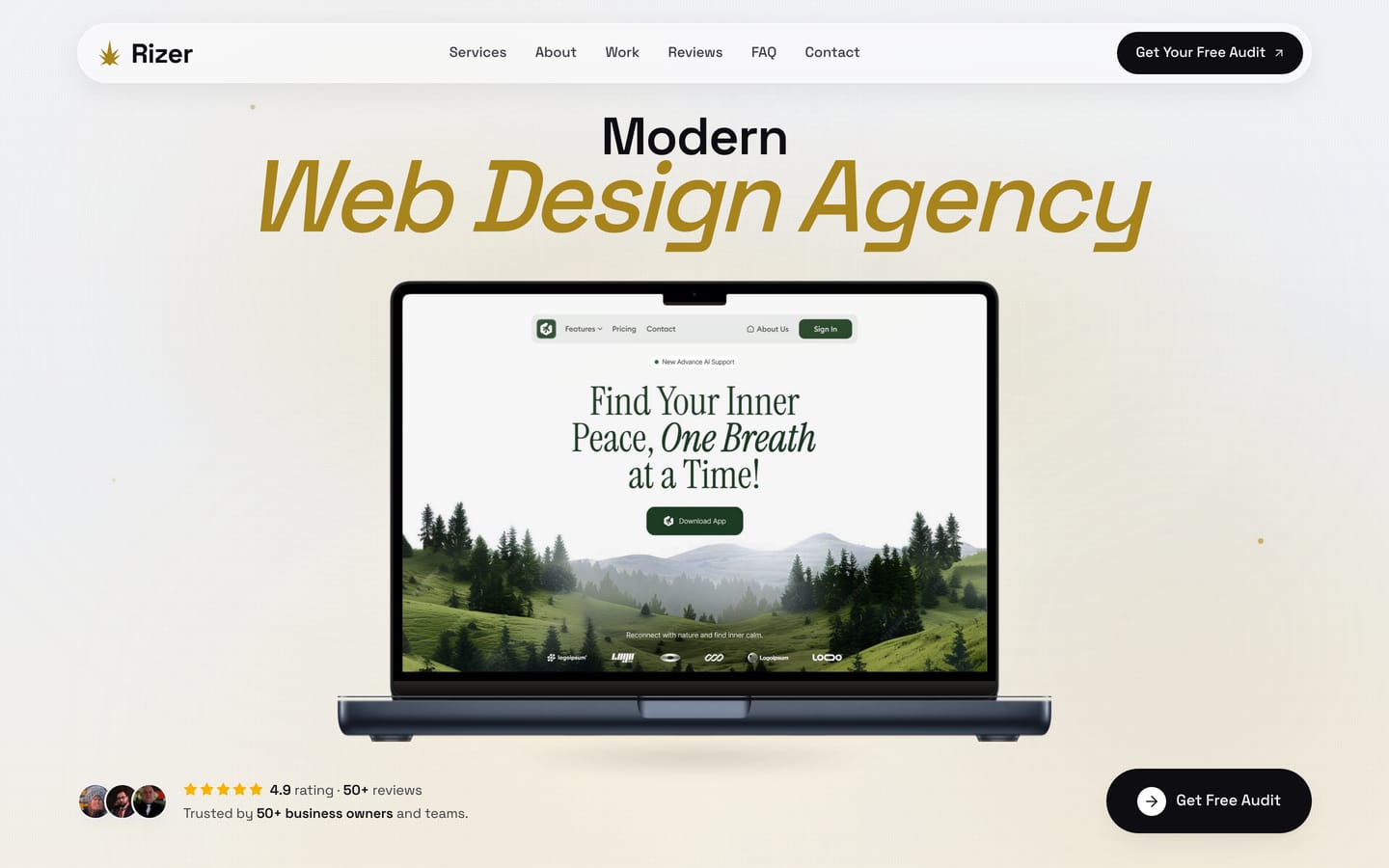 The Rizer homepage hero